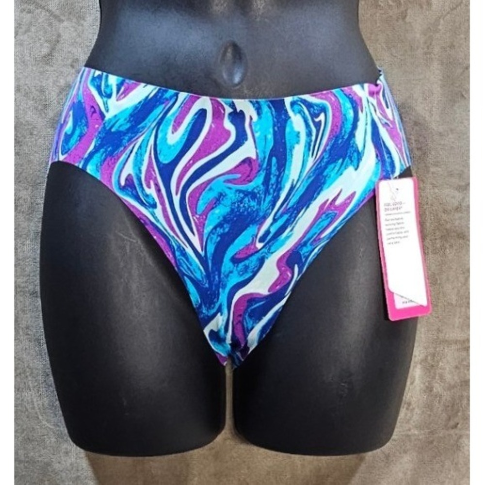 Moving Comfort Out-Of-Sight Bikini Daydream Swirl Blue Purple XL 300543965